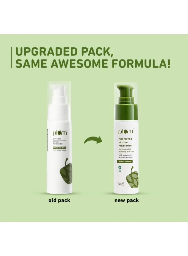 Plum  Plum Green Tea Oil-Free Face Moisturizer | With Niacinamide & Hyaluronic Acid | Fights Pimples & Hydrates | Fades Blemishes & Brightens Skin | Non-Sticky & Long-Lasting Moisturizer for Face | 50ml for Women | Best Price UAE