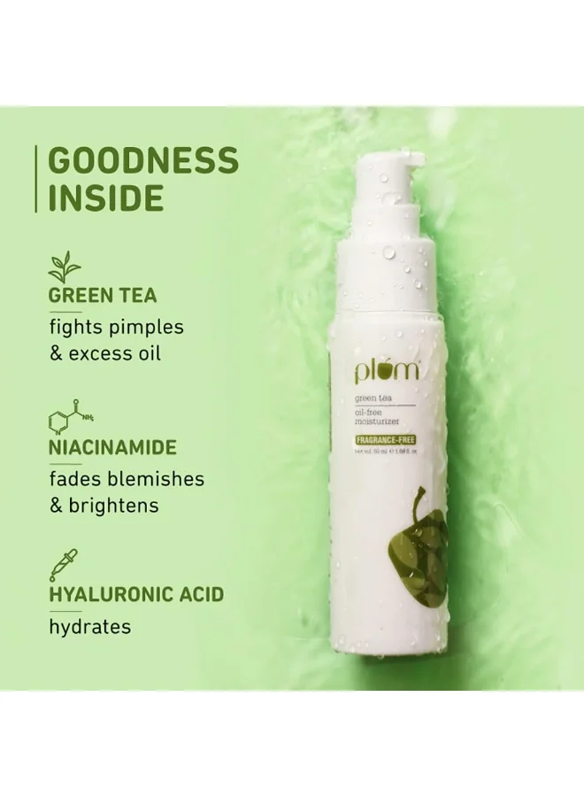 Plum  Plum Green Tea Oil-Free Face Moisturizer | With Niacinamide & Hyaluronic Acid | Fights Pimples & Hydrates | Fades Blemishes & Brightens Skin | Non-Sticky & Long-Lasting Moisturizer for Face | 50ml for Women | Best Price UAE