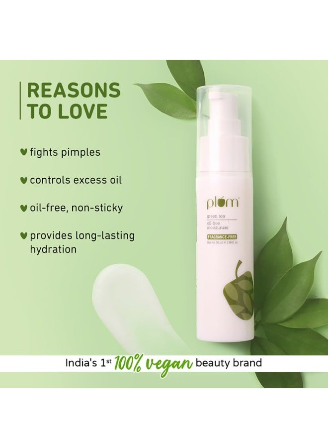 Plum Green Tea Oil-Free Face Moisturizer | With Niacinamide & Hyaluronic Acid | Fights Pimples & Hydrates | Fades Blemishes & Brightens Skin | Non-Sticky & Long-Lasting Moisturizer for Face | 50ml - Image 2