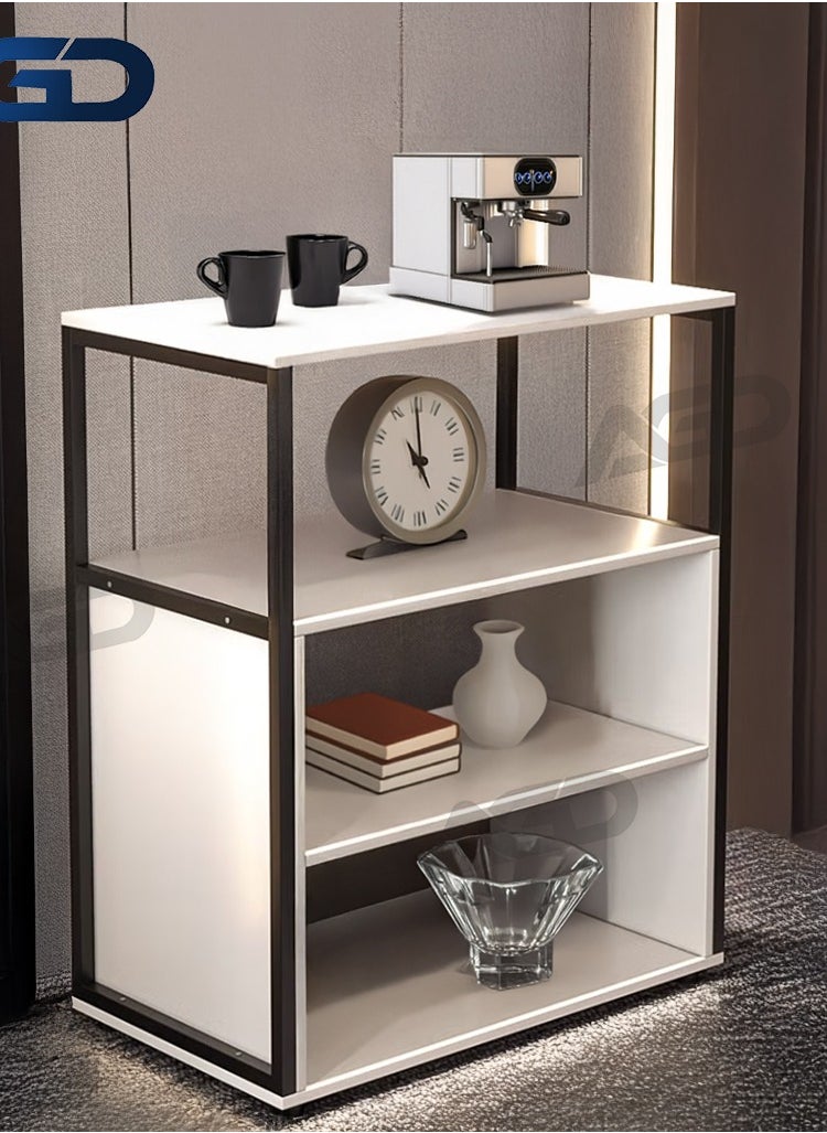AGD Modern Design Entryway Table, Coffee Corner Table, Side Table, 4-Shelf Wood Bookcase to Meet All Your Needs - White  - Image 1