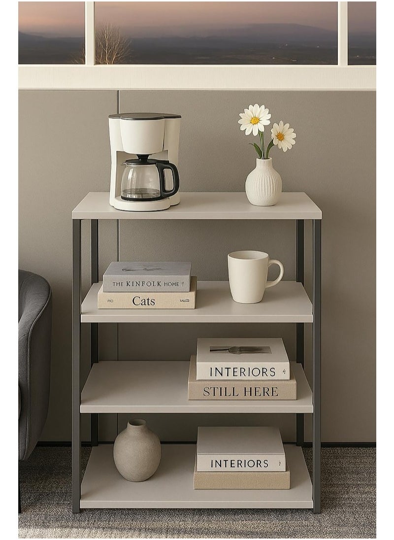 AGD Modern Design Entryway Table, Coffee Corner Table, Side Table, 4-Shelf Wood Bookcase to Meet All Your Needs - White  - Image 3