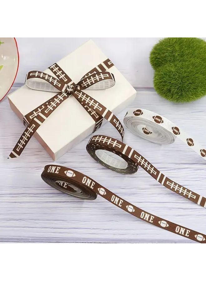 Brown Rugby Ribbon Ball Thread 5 Yards DIY Bow Gift Box Packaging Decorative Tape - Image 2