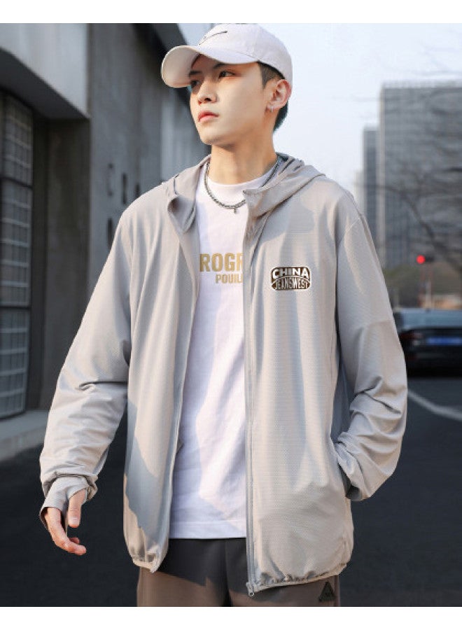 Jeanswest Summer Lightweight Outdoor Uv Protection Printed Sun Hoodie For Men, Youth Sports Fashion Casual Jacket - Image 1