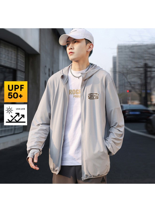 Jeanswest Summer Lightweight Outdoor Uv Protection Printed Sun Hoodie For Men, Youth Sports Fashion Casual Jacket - Image 2