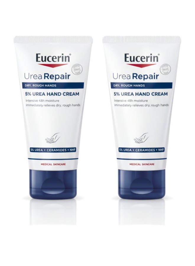 Eucerin Pack Of 2 Urea Repair 5% Urea Hand Cream 75ml - Image 1