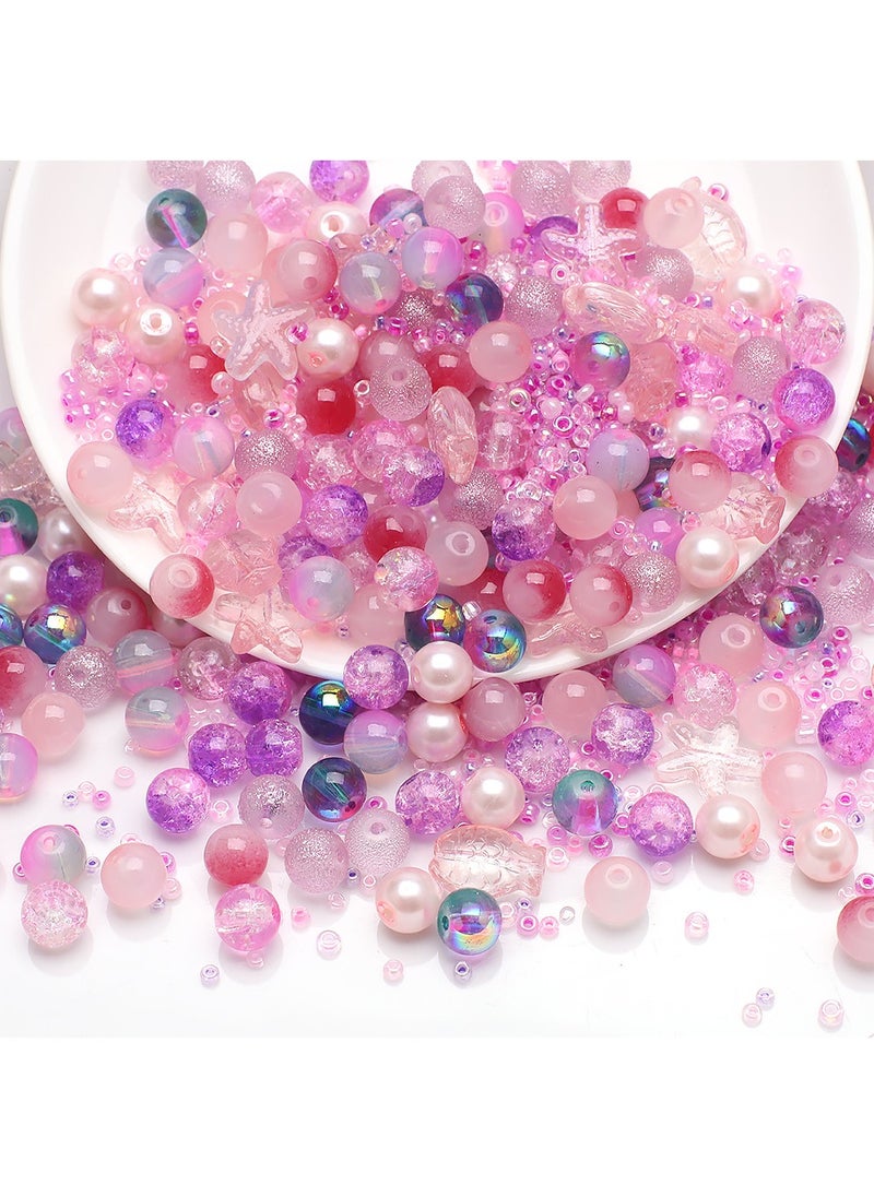 MissTiara 5 Pack 8MM DIY Glass Beads with millet beads and 14MM Starfish Shaped Beads Kit Mixed Colors For Jewelry Bracelet Necklace And Art Craft  - Image 2