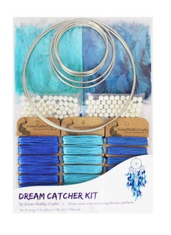 Asian Hobby Crafts Dream Catcher Making Kit, Make 3 Blue Theme Dream Catchers, Activity Kit for Girls Gift for Girls and Women Wall Hanging & Home  - Image 1