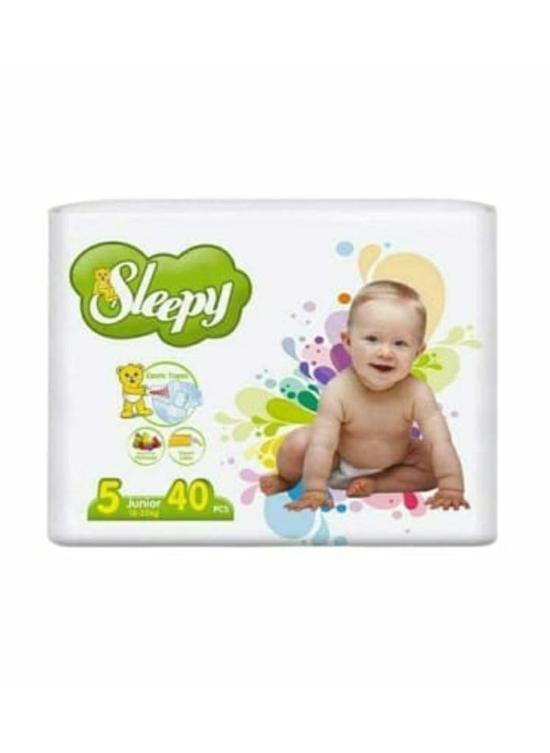 Generic Sleepy baby diapers, imported from Turkey, size 5, shorts, 40 pieces, suitable for sensitive skin, provide comfort to your child thanks to its distinctive design, which allows your child to move and play freely, equipped with an absorption feature that reaches up to 14 hours 