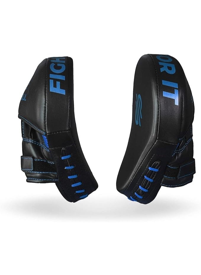 Sanabul  Sanabul Essential Curved Punching Mitts for Boxing and MMA | Ultimate Boxing Mitts & Pads Training Gear for Athletes | High-Performance Focus Mitts Muay Thai Pads for Sparring & Training Boxing Pads - Black/Blue  - Image 4