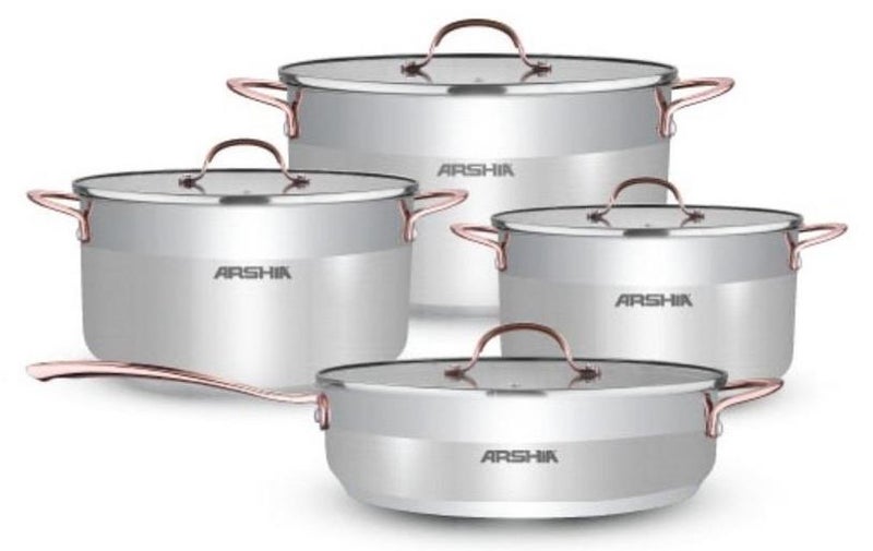 آرشيا طقم حلة استيل 9 ق ارشيا  الامانى فضى SS064-3175