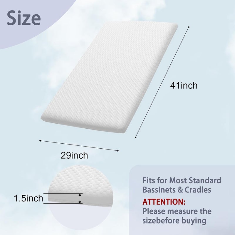 Lisara Bassinet Mattress 41 x 29 Dual Sided Gel Memory Foam Mattress with Waterproof Removable and Breathable Ice Silk Cover Fit for 4moms Breeze Plus Portable Playard - Image 2