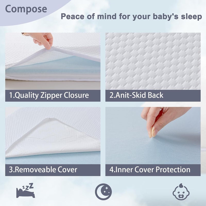 Lisara Bassinet Mattress 41 x 29 Dual Sided Gel Memory Foam Mattress with Waterproof Removable and Breathable Ice Silk Cover Fit for 4moms Breeze Plus Portable Playard - Image 5