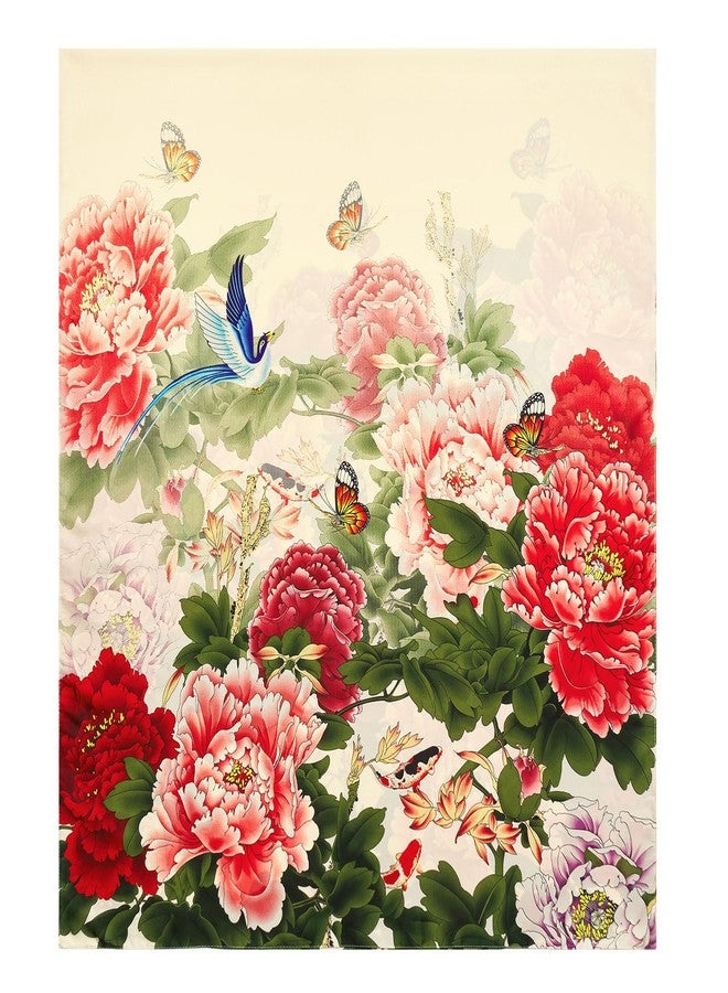 QIUTIMIY Large Silk Feeling Scarf Fashion Stain Scarves for Women Lightweight Sunscreen Floral Shawl Wraps(Style20) - Image 2