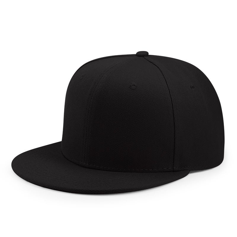 Unisex Hip Hop Baseball Cap Flat Brim Sun Hat Black Black