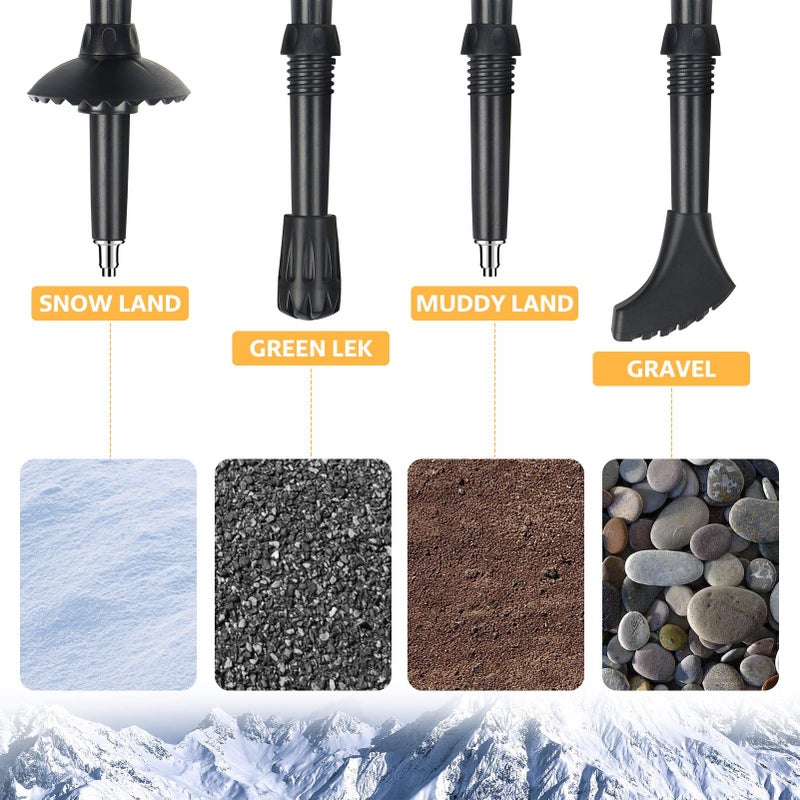 Covacure Trekking Poles Collapsible Hiking Poles - Aluminum Alloy 7075 Trekking Sticks with Quick Lock System, Telescopic, Collapsible, Ultralight for Hiking, Camping(Black) - Image 5