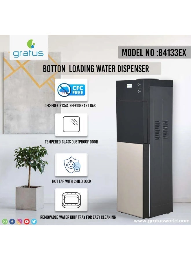 Gratus 3 Taps Bottom Loading Free Standing Hot & Cold Water Dispenser Black Model – B4133EX. - Image 4