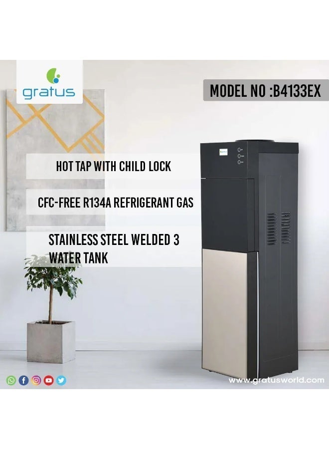 Gratus 3 Taps Bottom Loading Free Standing Hot & Cold Water Dispenser Black Model – B4133EX. - Image 2