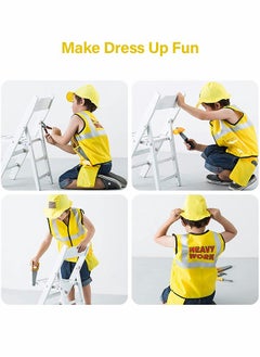 GROIC Construction Worker Costume for Boys with 5 Tool Toys,Hammer, Saw, Pliers, Screwdriver, Nylon Vest, Hat and Tool Belt, Toddler Dress Up Clothes, Kid Builder Career Outfit , Pretend Role Play Toy Set  - Image 3