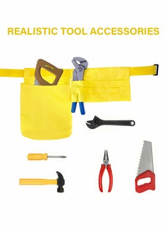 GROIC Construction Worker Costume for Boys with 5 Tool Toys,Hammer, Saw, Pliers, Screwdriver, Nylon Vest, Hat and Tool Belt, Toddler Dress Up Clothes, Kid Builder Career Outfit , Pretend Role Play Toy Set  - Image 4