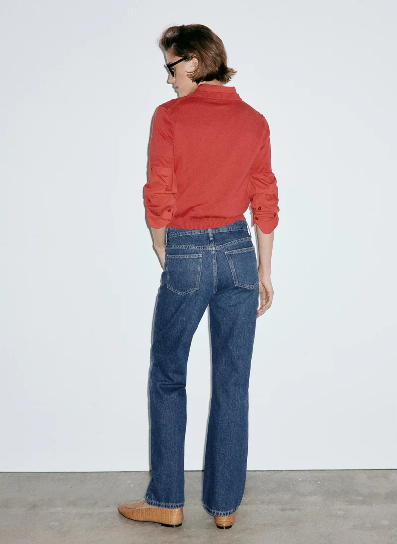 Mango TO-TEJANO OSCURO Matilda High-Rise Straight Jeans for Women | Best Price UAE