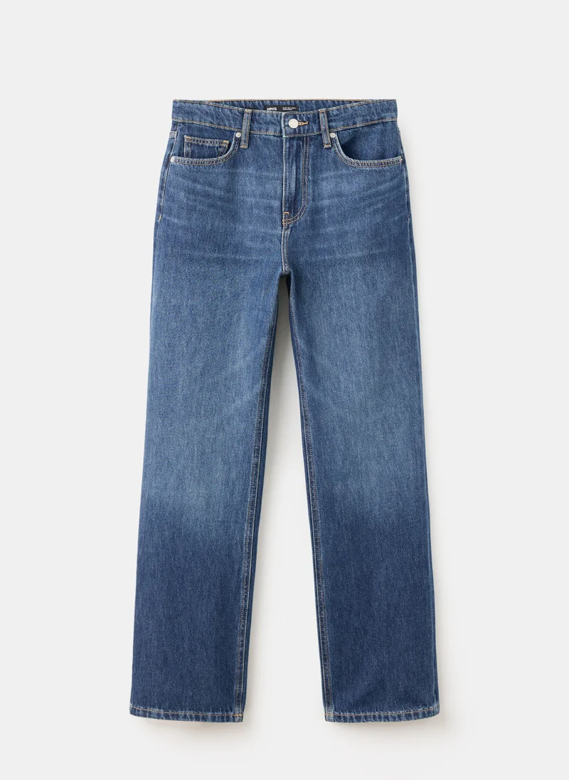 Mango TO-TEJANO OSCURO Matilda High-Rise Straight Jeans for Women | Best Price UAE