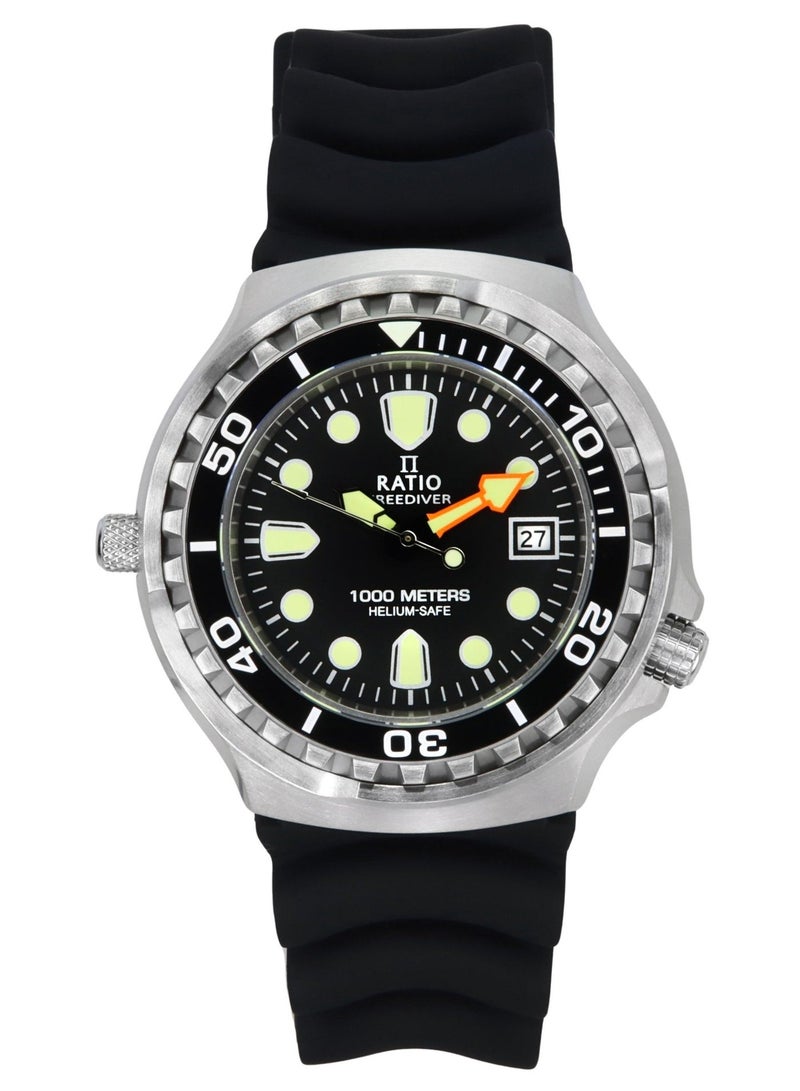 Ratio FreeDiver Version 02 Helium Safe 1000M Sapphire Quartz Black Dial 1038EF102V-BLK-V02 Men's Watch - Image 1