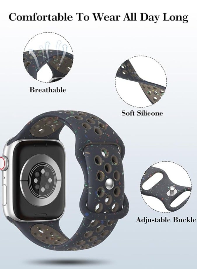 iSNUP Recycled Plastic Breathable Silicone Sport Watch Band for Apple Watch 42mm 44mm 45mm 49mm – Compatible with Ultra 2, Ultra 1, Series 9, 8, 7, 6, 5, 4, SE, 3, 2, 1 - Black - Image 4