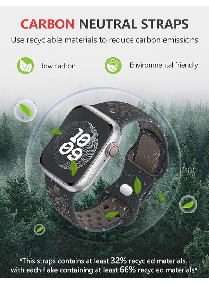 iSNUP Recycled Plastic Breathable Silicone Sport Watch Band for Apple Watch 42mm 44mm 45mm 49mm – Compatible with Ultra 2, Ultra 1, Series 9, 8, 7, 6, 5, 4, SE, 3, 2, 1 - Black - Image 5