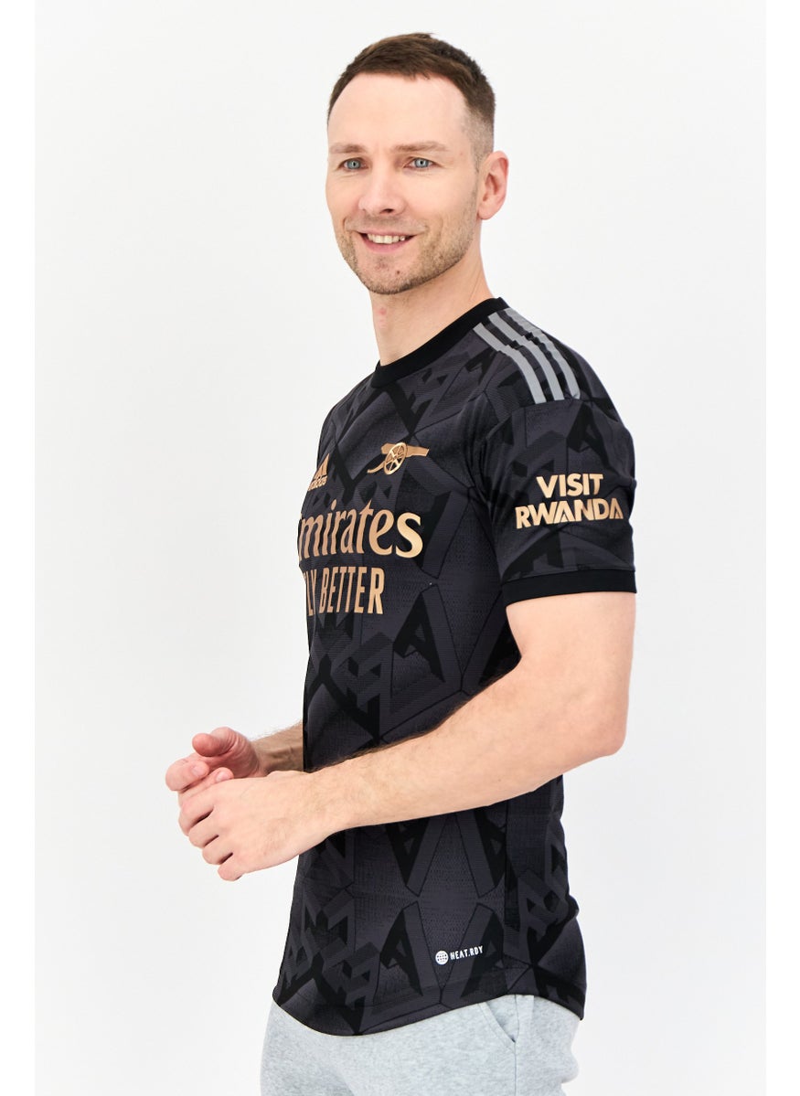 Adidas Men Sportswear Fit Short Sleeve Emirates Football Jersey, Black  - Image 2