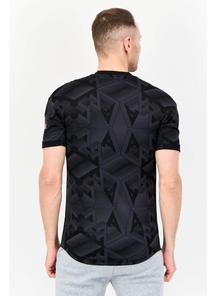 Adidas Men Sportswear Fit Short Sleeve Emirates Football Jersey, Black  - Image 4