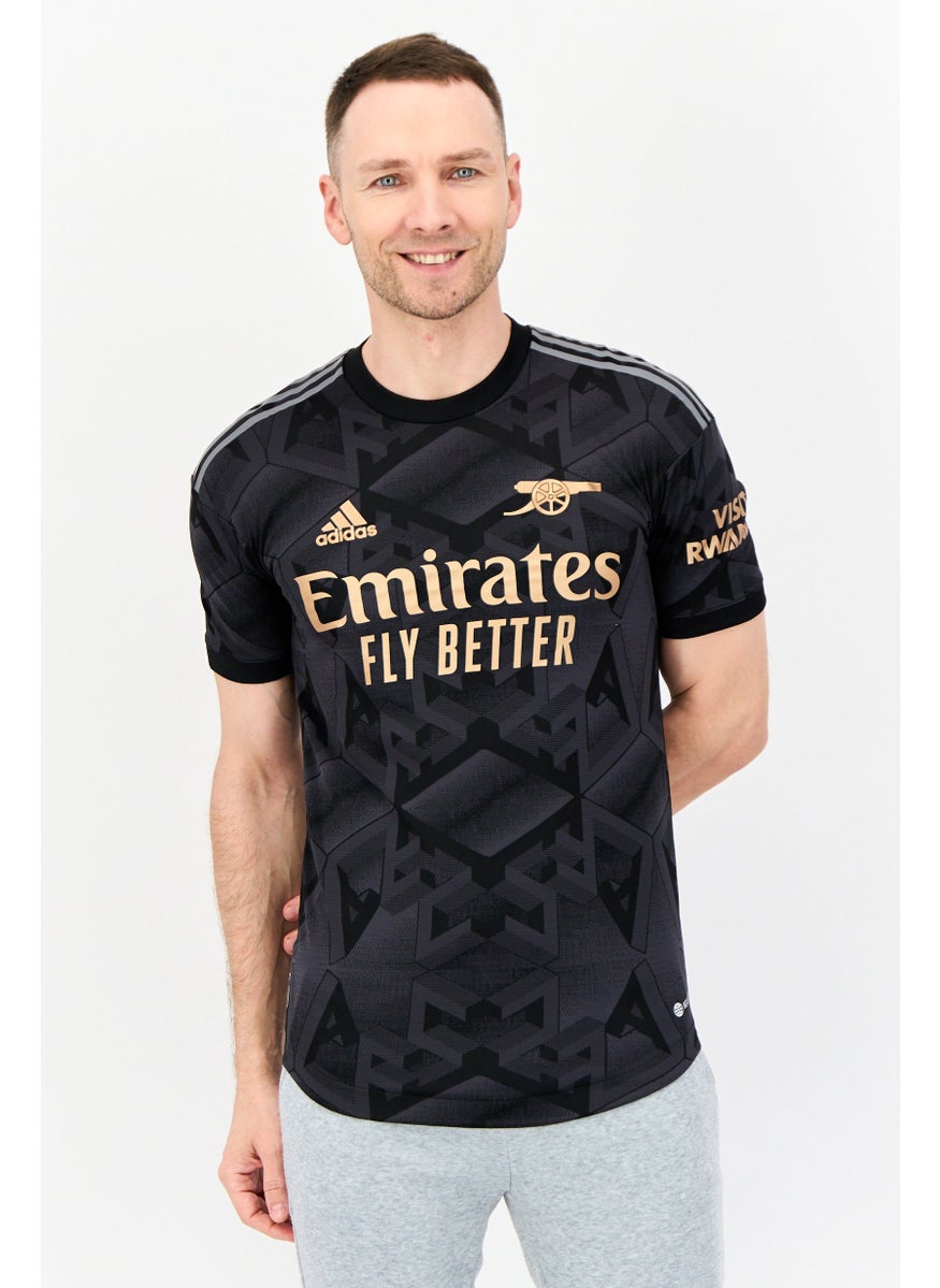 Adidas Men Sportswear Fit Short Sleeve Emirates Football Jersey, Black  - Image 1