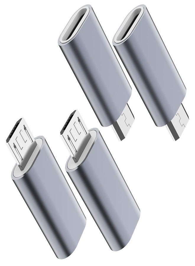 JXMOX USB C to Micro USB Adapter, (4-Pack) Type C Female to Micro USB Male Convert Connector Support Charge & Data Sync Compatible with Samsung Galaxy S7/S7 Edge, Nexus 5/6 and Micro USB Devices(Grey) - Image 1