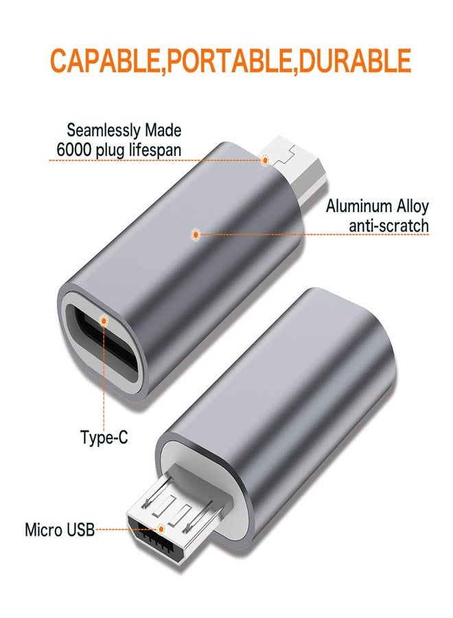 JXMOX USB C to Micro USB Adapter, (4-Pack) Type C Female to Micro USB Male Convert Connector Support Charge & Data Sync Compatible with Samsung Galaxy S7/S7 Edge, Nexus 5/6 and Micro USB Devices(Grey) - Image 2