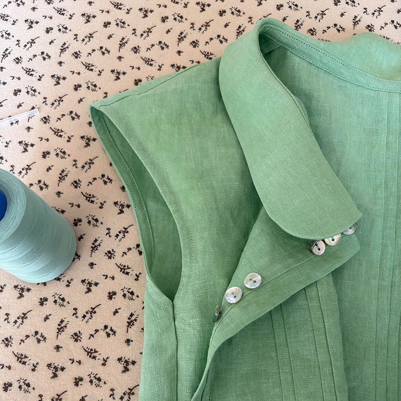 Women's Peter Pan Collar Button Front Long Sleeve Blouse - Image 4