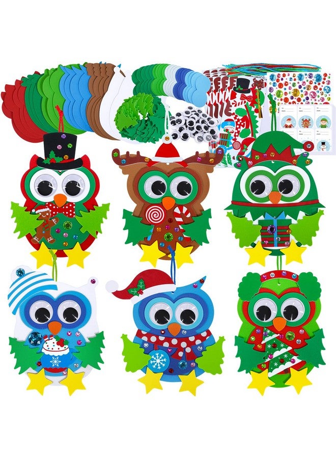 Winlyn 24 Sets Christmas Craft Kits Winter Crafts Diy Christmas Owl Ornaments Decorations Art Sets Foam Owl Christmas Tree Holiday Stickers For Kids Festival Home Classroom Activities Party Favors - Image 1