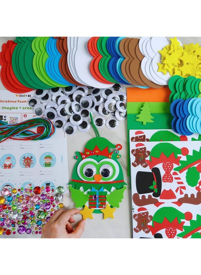 Winlyn 24 Sets Christmas Craft Kits Winter Crafts Diy Christmas Owl Ornaments Decorations Art Sets Foam Owl Christmas Tree Holiday Stickers For Kids Festival Home Classroom Activities Party Favors - Image 3