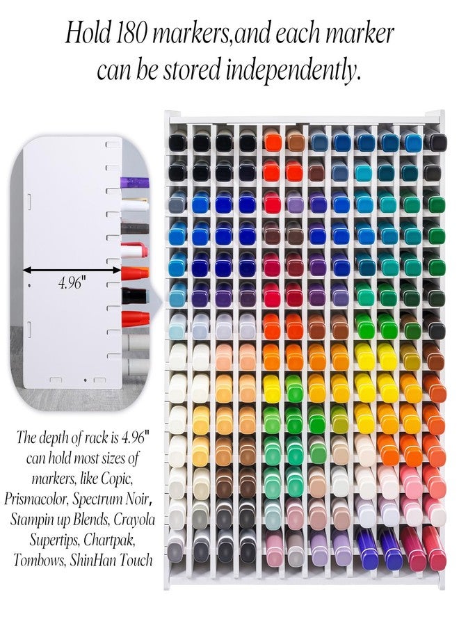mekueeex Art Marker Storage Rack for 180 Markers, Watercolour Brushes Pens Colored Pencils Organizer Holder for Desk - Image 4