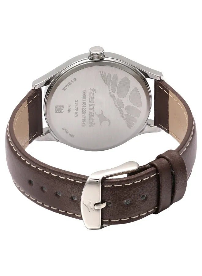 fastrack Men's Analog Round Shape Leather Wrist Watch - 3247SL01 - 48.3 Mm  - Image 5