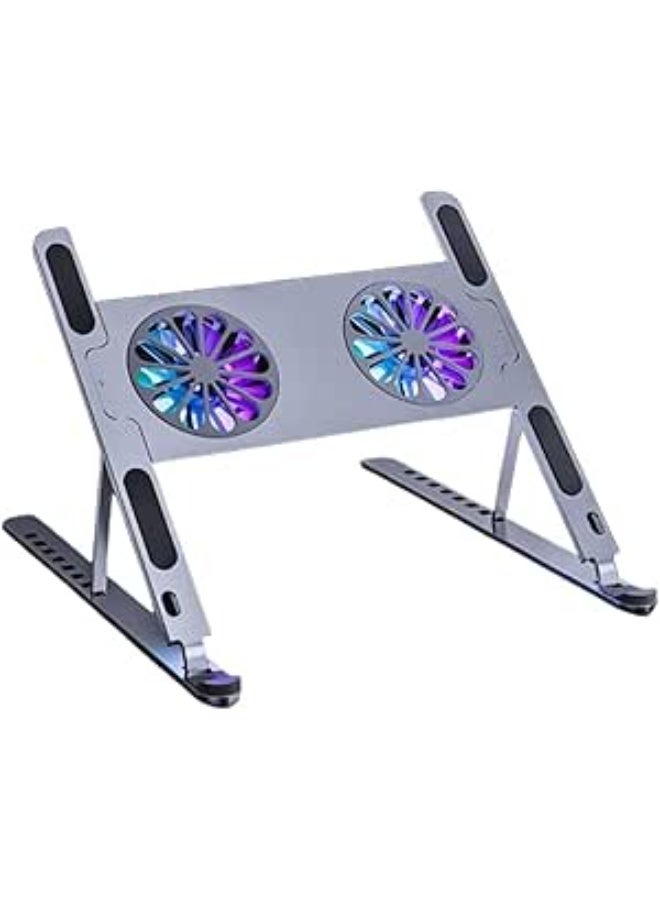 Adjustable Aluminum Laptop Cooling Pad – Lightweight & Practical Stand with Cooling Fan - Image 1
