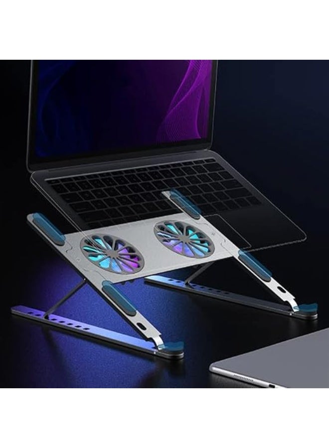 Adjustable Aluminum Laptop Cooling Pad – Lightweight & Practical Stand with Cooling Fan - Image 3