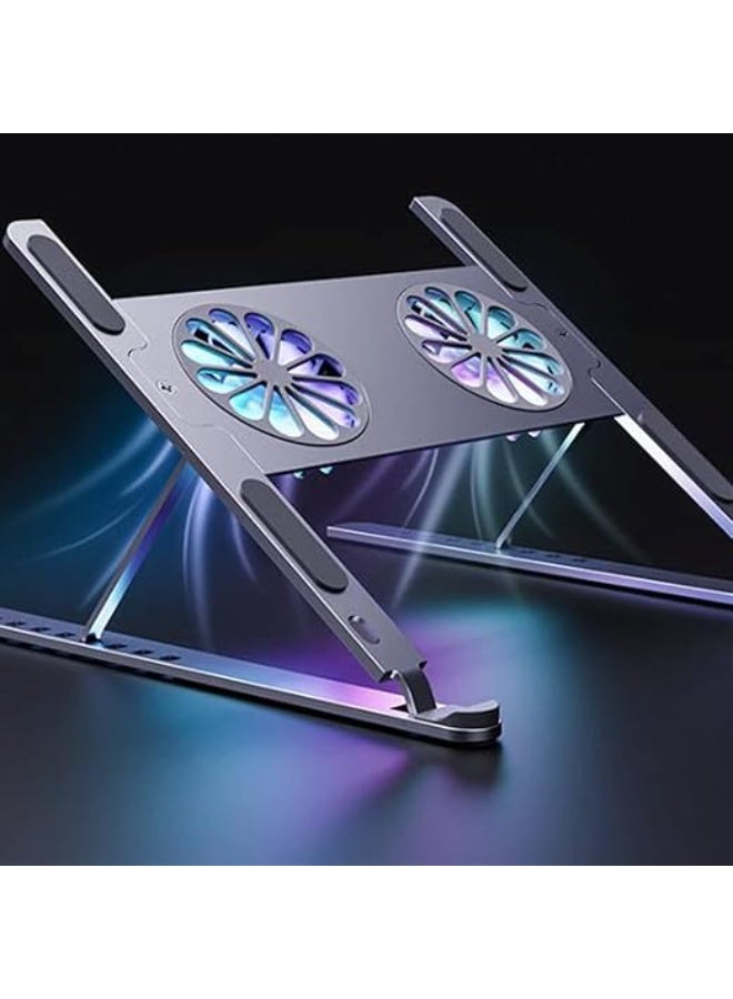 Adjustable Aluminum Laptop Cooling Pad – Lightweight & Practical Stand with Cooling Fan - Image 4