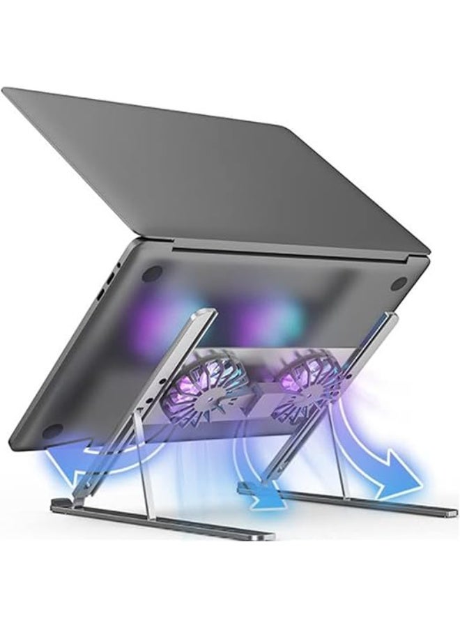 Adjustable Aluminum Laptop Cooling Pad – Lightweight & Practical Stand with Cooling Fan - Image 2