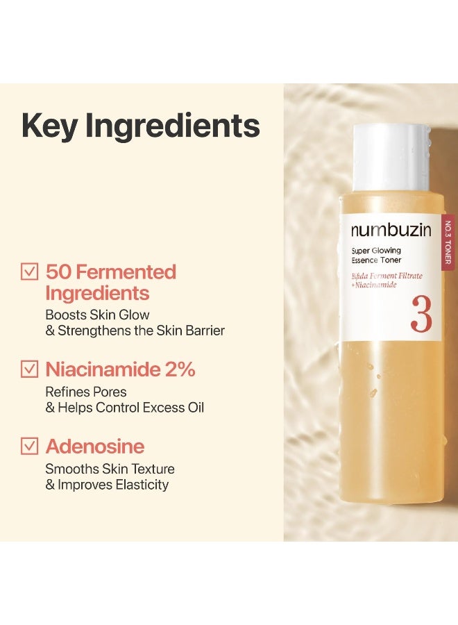 numbuzin No.3 Toner | Super Glowing Essence Toner | Skin Radiance, Pore Tightening, Skin Texture, Hydration | Fermented Ingredients, Niacinamide, Galactomyces | 200ml - Image 3