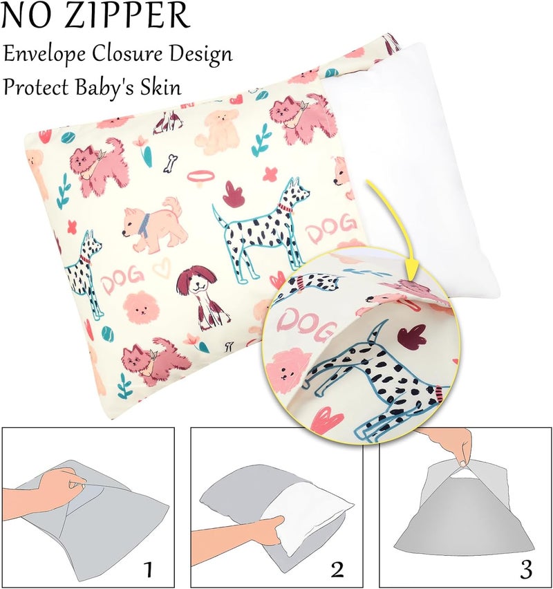 Kids Toddler Pillowcase Envelope Travel Pillowcase Baby Pillow Cover Fits Pillows Sized 12x16 or 13x18-1 Pack Soft Children’s Bedding Pillowslip Case for Boys and Girls -Cute Dogs - Image 5