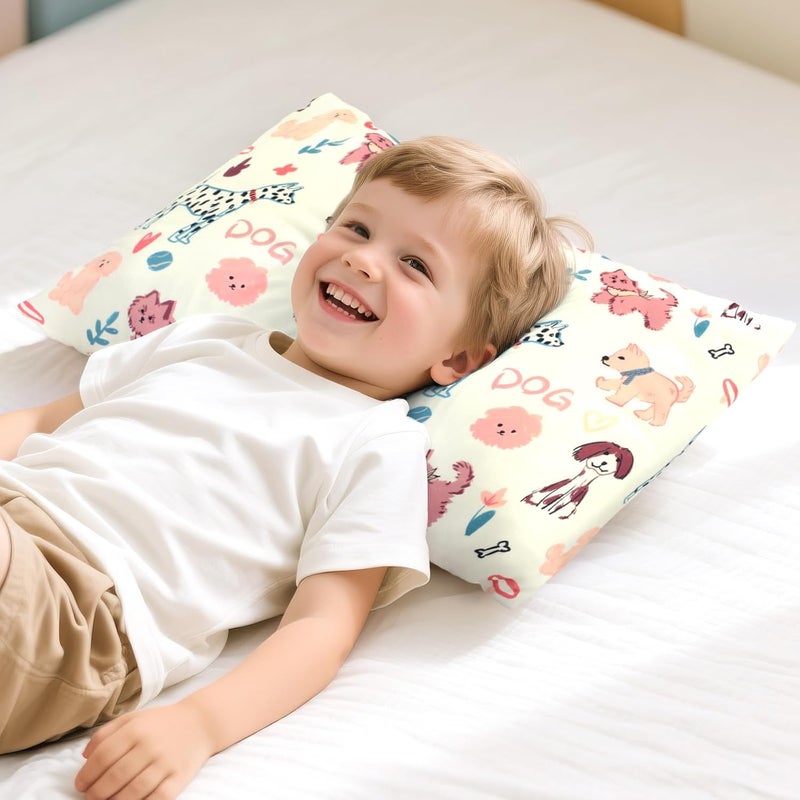 Kids Toddler Pillowcase Envelope Travel Pillowcase Baby Pillow Cover Fits Pillows Sized 12x16 or 13x18-1 Pack Soft Children’s Bedding Pillowslip Case for Boys and Girls -Cute Dogs - Image 2