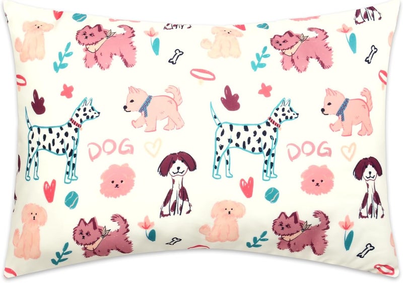 Kids Toddler Pillowcase Envelope Travel Pillowcase Baby Pillow Cover Fits Pillows Sized 12x16 or 13x18-1 Pack Soft Children’s Bedding Pillowslip Case for Boys and Girls -Cute Dogs - Image 1