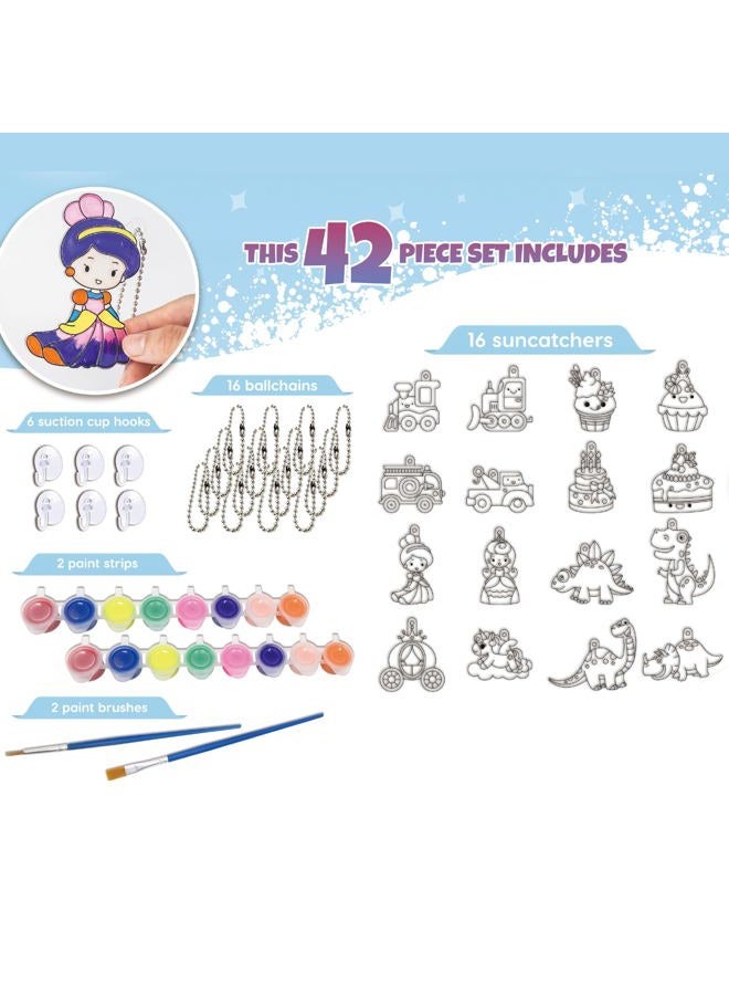 AoneFun Window Art for Kids - Stained Glass Kits for Kids with Window Paint Suncatcher Kits for Kids Window Art Kits for Kids Painting Kits for Kids for Girls & Boys - Makes 16 Suncatcher Keychains - Image 2