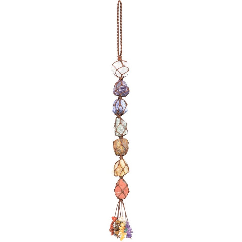 iSTONE Handmade Hanging Ornaments 7 Chakra Raw Stones Home Decoration Feng Shui Ornament - Image 1