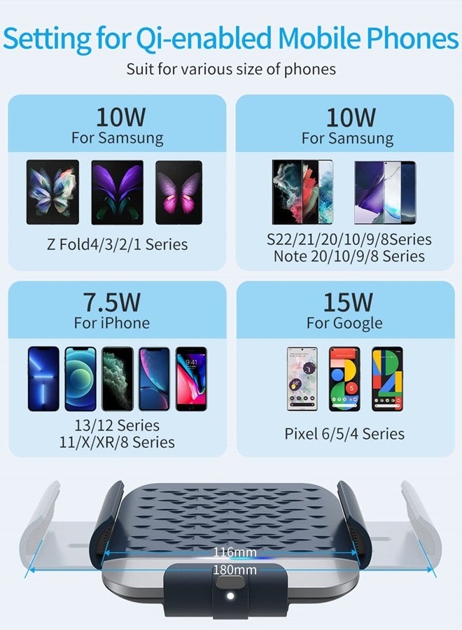 ANPULES Wireless Car Charger for Samsung Galaxy Z Fold 4/3/2, [Dual Coils] Fast Charging Phone Car Mount for Christmas, Auto-Clamping Air Vent Dashboard Car Phone Holder for Galaxy Z Fold/Note - Image 4