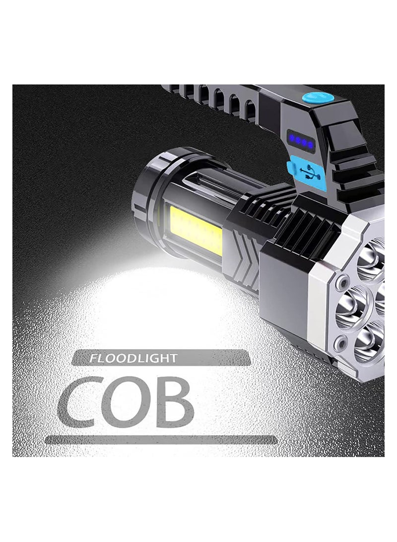 SYOSI Super Bright LED Torch, Handheld Rechargeable LED Flashlight, Camping Lantern, Searchlight with Handle, for Camping Hunting Hiking, Black - Image 4